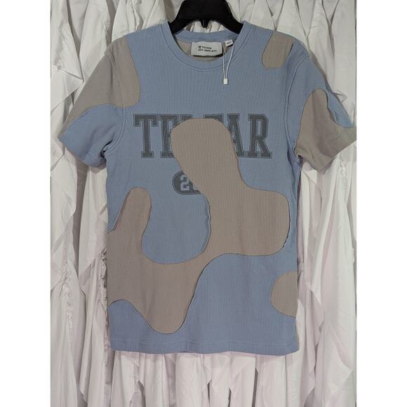 Telfar Blue & Bone Camo Short Sleeve T-Shirt Size XS/S NWOT - Picture 1 of 13